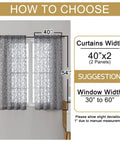 Charcoal Gray Sheer Curtain Panel Set, Two Pieces 40W By 54L Each, Light Filtering Clip Jacquard Drapes With Elegant Leaf Texture