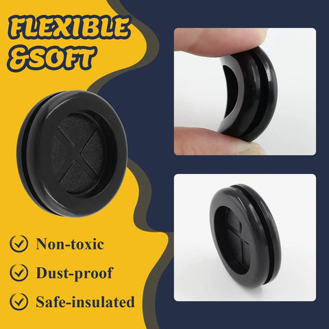 Six Pack Of Three Quarter Inch Rubber Grommets For Drill Holes And Firewall Wire Protection Double Sided Round Hole Plugs Kit Black