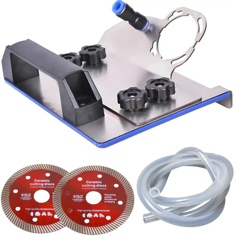 45 Degree Tile Chamfering Tool For Type 100 Angle Grinder with attachments, ceramic cutting discs, and hose for stone edging