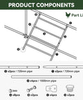 Diagram of components for Four Tier Chicken Roosting Perch For Backyard Poultry No Fuss Easy To Assemble Elevated Roosting Bars