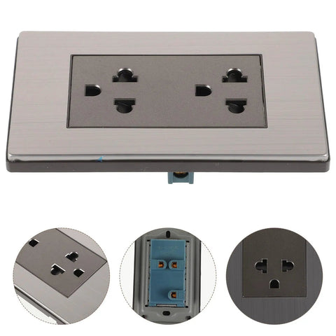 Slick Stainless Steel Outlet Faceplate With Six Hole Design For Wall Socket Mounting Hella Durable Metal Cover Easy Wipe Clean Finish