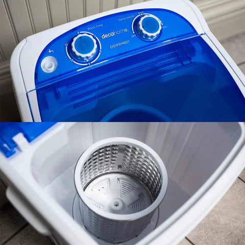 Top view of compact portable washer for small spaces perfect for apartments, dorm rooms, and tiny homes with 8.8 lb capacity