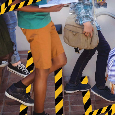 2 Inch By 108 Foot Black And Yellow Floor Safety Tape With Heavy Duty Adhesive Waterproof And Tear Resistant on stair edge