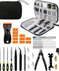 43-Piece Pro 3D Printer Tools Kit with grab-and-go case, maintenance tools, nozzle cleaners, scrapers, brushes, wire cutters.