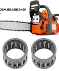 Two Pack Clutch Sprocket Needle Bearing Replacement For Husqvarna And Jonsered Chainsaws with image of bearings and chainsaw