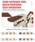 Heavy Duty Snap Fastener Tool Kit With Built In Hole Punch, 40 Sets Four Color Metal Snaps For Boat Cover Repair, close-up of punch and snaps
