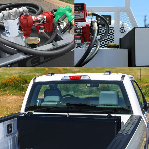 Vented Diesel Transfer Tank Cap With Threaded Neck And Two Inch Base For Easy Fuel Venting Gas Fill Lid For Diesel Transfer Auxiliary Storage Or Truck Toolbox Use Durable Two Inch NPT Bung Fit installed on truck
