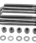 Ford Front Leaf Spring Shackle U Bolt Kit For 80 To 97 F 250 F 350 4WD Heavy Duty Suspension Upgrade 8.75 Inch Square U Bolts SKU 722015 Compatible With 4x4 Trucks, square steel U-bolts, nuts and washers