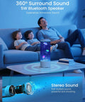 Family enjoying Jellyfish Lamp Bluetooth Speaker With White Noise, 7 Color Changing Ocean Tank Light, 4 Lighting Modes on coffee table.