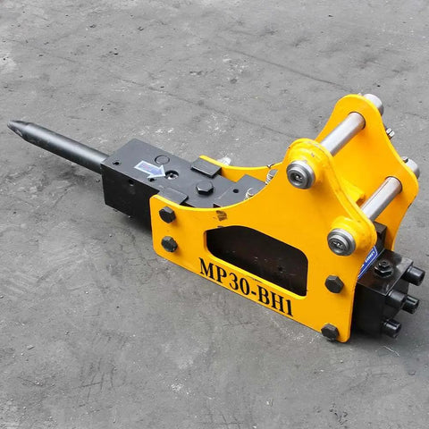 Hydraulic breaker hammer from Workhorse Heavy Duty 1-1.5 Ton Mini Excavator Attachment Kit for versatile digging and demolition.