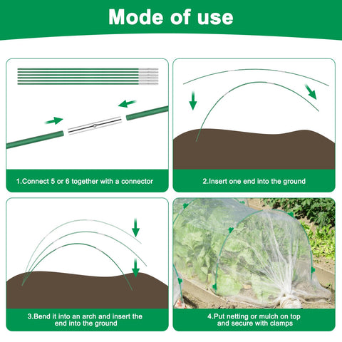 Garden Hoops For Raised Beds A 36 Piece Fiberglass Greenhouse Hoop Kit With Adjustable Frames For Row Covers And Bird Netting Rust Proof DIY Outdoor Plant Stakes Built Tough For Easy Setup In Any Garden