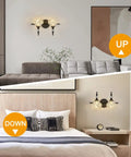 2 Light Dope Vintage Crystal Vanity Lights Wall Sconces in black finish, shown installed in living room and bedroom settings.