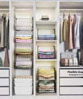 4 Tier Closet Hanging Organizer With 5 S Hooks Freestanding Wire Bins And Shelves filled with clothes and accessories