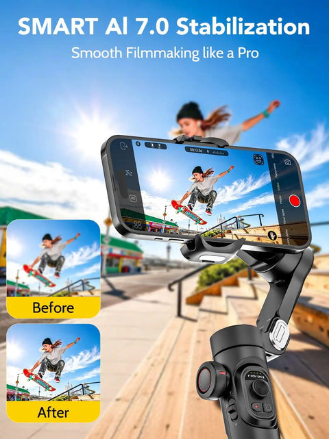 3 Axis Smartphone Gimbal Stabilizer Foldable Handheld For iPhone And Android With Focus Wheel Vlog Ready TikTok And YouTube Stabilizer
