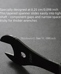 Ultra Slim Bike Cone Wrench Set For Tight Hub Gaps Cone Spanner Tool Kit close-up of 0.098 inch thickness spanner.