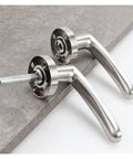 Square Indoor Bedroom Door Handle Lock Set With Three Rod Ball Lock Hardware Fits 35 To 50mm Doors Silver Finish