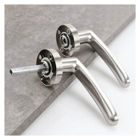 Image of sturdy zinc alloy door lock cylinder with three pole ball hardware, silver finish, for bedroom and bathroom doors.
