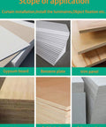 Various sheets for construction including gypsum board, benzene plate, trim panel, splint, solid planks, asbestos plate.