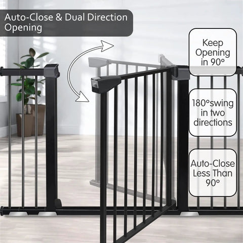 Extra Wide Baby Gate For Stairs And Doorways Fits 29.93 To 51.5 Inches 30 Inches High Auto Close Walk Through Safety Gate For Kids And Pets