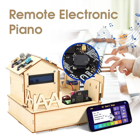 Smart Home Coding Kit for Teens 12 Plus With Micro Bit MakeCode Compatible STEM Toys Coding Set for House Building Sensors and App Control Hands On Projects to Learn Real World Electronics. wooden piano kit with Micro Bit and smartphone app