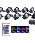 Underwater Pond Spotlight Set Of 10 With 36 LED Bulbs IP68 Waterproof Lights For Outdoor Fountains and Landscape with remote