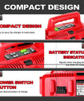 Six Port Fast Charger for M18 Batteries Replacement Battery Charger With Six Charging Ports And Led Indicators Handy Carry Handle Supports 48 59 1806 And 48 11 Series M18 Packs with compact design and LED status indicators.