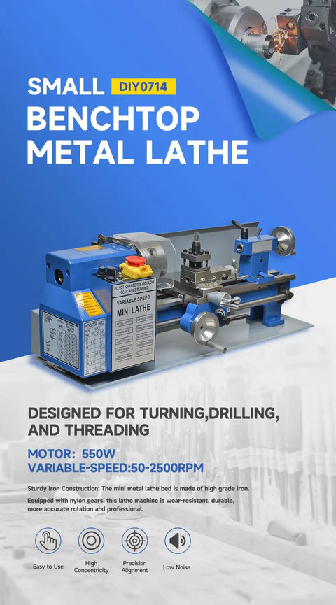 Heavy Duty Mini Metal Lathe 7X12 Inch With Smooth Variable Speed Range From 50 To 2500 Rpm. Compact Benchtop Design Delivers Tight Turns On Steel Brass And Aluminum. A Badass Shop Essential For Weekend Mechanics Demanding Reliable Precision And Raw
