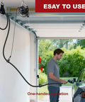 Universal Ev Charger Cable Retractor Features Slick Garage Cord Organizer For Level 2 Wall Or Ceiling Mount with user demonstrating operation.