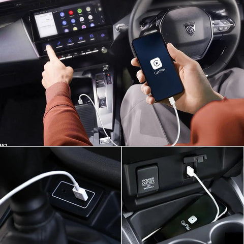 CarPlay USB C Cable For iPhone 17 16 15 Charger Cord 3Ft 6Ft USB A To USB C in car with phone and dashboard connection