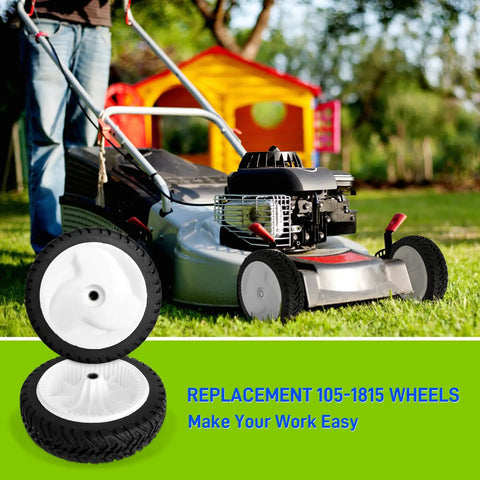 Front Drive Wheels Replacement For 22 Inch Recycler Lawn Mower With 8 Inch Diameter Wheels Compatible With Recycler Self Propelled Models 20016 20065 20005 Gear Assembly 2 Pack Easy Install No Fuss Durability shown with mower