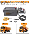 10 Quart Double Acting Hydraulic Pump Power Unit For Dump Trailers And Heavy Machinery, black metal reservoir unit with controller