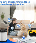 Living room with boy and dog, Pro Grade Washable Vacuum Filter Set Four Pack For 20V Dry And Wet Vacuums DCV580H DCV581H visible