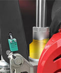 Heavy Duty Electric Pallet Jack Truck With Lithium Battery For Indoor Moves features hydraulic lift with clear fluid indicator.