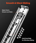 Close-up of No Fuss Full Extension Drawer Slides 1 Pair Tough As Nails with nylon pad and solid steel balls for smooth operation.