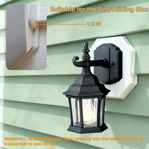 Octagon Vinyl Siding Mounting Blocks Kit For 1/2 Inch Lap Siding And 4-10 Inch Height Great For Outdoor Lights Cameras And Doorbells White 2 Pack Durable Paintable Plastic, octagon block on vinyl siding with lantern