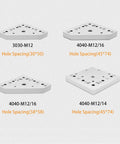 Various aluminum corner bracket joint plates including 3030 Series Aluminum M12 L Shape Corner Bracket for extrusion connectors.
