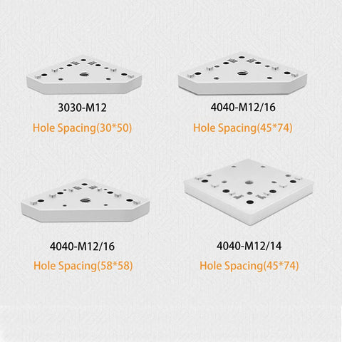 Various aluminum corner bracket joint plates including 3030 Series Aluminum M12 L Shape Corner Bracket for extrusion connectors.