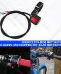 Universal 3 Speed Motorcycle Handlebar Shift Switch 22Mm 7 8 Inch Electric Bike Control Lever for Dirt Bikes and Scooters mounted on handlebars.