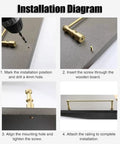 Installation diagram of 2 Pack Adjustable Shelf Brackets 14 To 42 Inch Aluminum Alloy Anti Fall Guard for Bookshelves and Cabinets