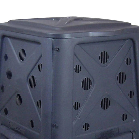 Outdoor Compost Bin With Lift Off Lid 65 Gallon Capacity Four Door Access And Vent Holes Durable Black Garden Waste Caddy For Kitchen Scraps And Yard Debris Built From Recycled Materials For Eco Friendly Recycling