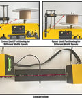 Compact Desktop Filament Extruder And Maker Machine For 3D Printers showcases spool positioning limits and line direction adjustments.