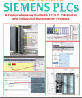 Master Siemens Plcs Step 7 Tia Portal And Industrial Automation Projects book cover showing PLC diagrams and setup instructions.