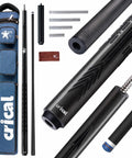 Slick Carbon Fiber Pool Cue Set Featuring Pro Taper Shaft And Low Deflection Design Giving Spot On Accuracy And Smooth Spin Action Killer For Intermediate Players Racking Up Knockout Wins At Local Billiard Tables with case and accessories.