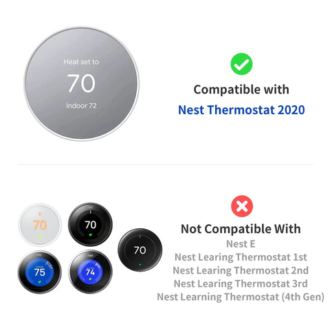 Diagram showing Nest Thermostat compatibility highlighting Nest Thermostat 2020 among various models.