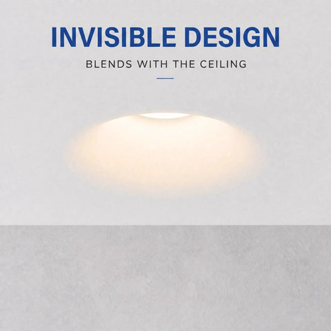 Opaeroo Recessed Plaster Downlight, Flush Mount Ceiling Spotlight 5W GU10 blending seamlessly with a matte plaster ceiling.