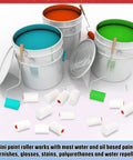 40 Pcs 2 Inch Mini Foam Paint Roller Covers For Textured And Smooth Surfaces shown with paint buckets