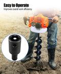 Auger Drill Adapter For Two Stroke Engines Three Quarter Inch Female To Seven Eighth Inch Male With Guide Pin shown in use