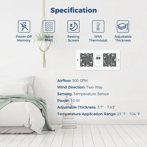 Room To Room Air Transfer Fan With Two Way Reversible Through Wall Ventilation 300 CFM Dual Fans Remote Control in bedroom