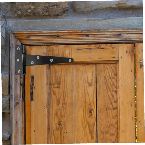 8 Pack 5 Inch Black Painted Galvanized T Shape Weld On Exterior Door Hinges on wooden door