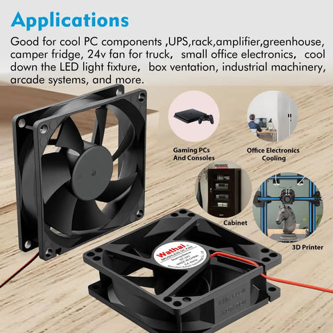 High Speed 80mm 24V DC Brushless Cooling Fan 2 Pin 24 Volt for DIY Ventilation Exhaust Projects in use with electronics